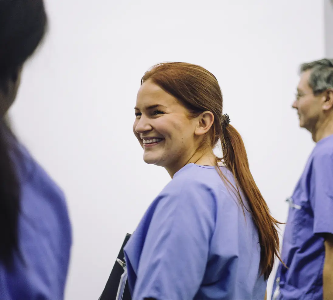 Healthcare professional smiling
